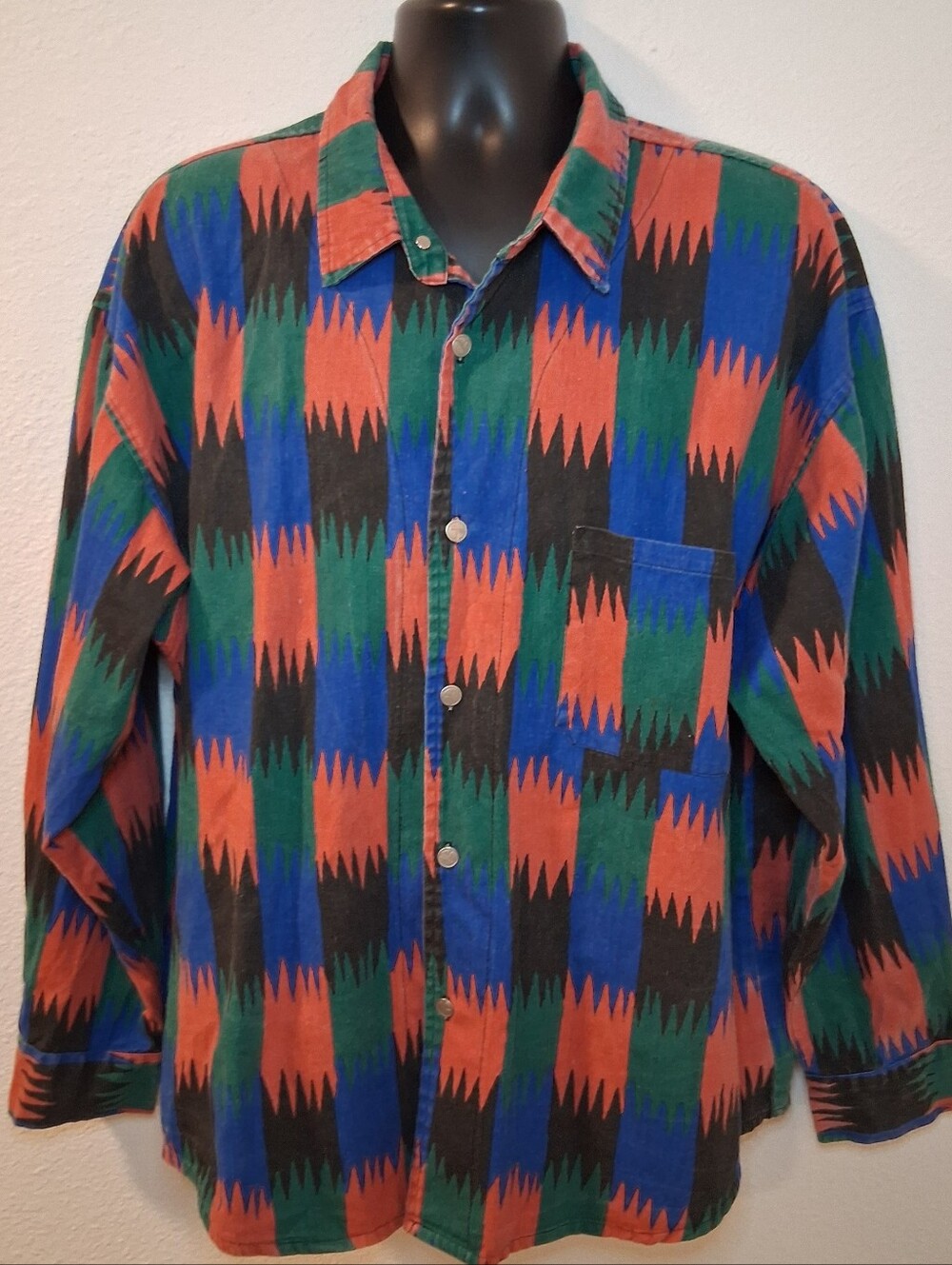 Vintage Rancho Deluxe Mens XL Western Shirt Southwestern Navajo Aztec 90s USA